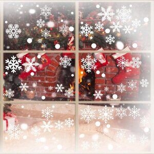 321PCS Snowflake Window Clings for Glass Windows,‎ 9 Sheets Christmas Window